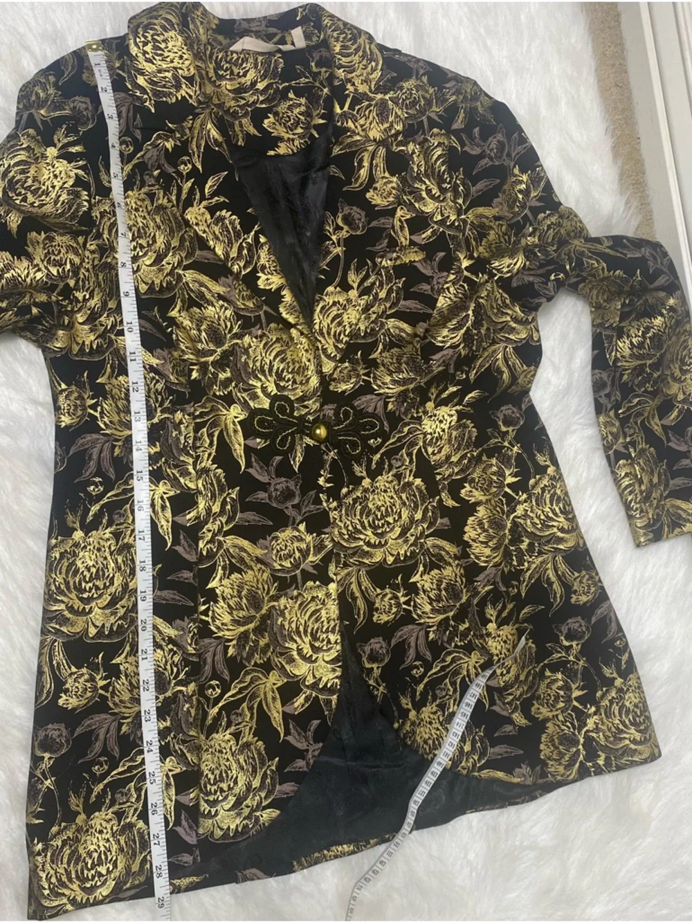 Soft Surroundings Black Blazer with Metallic Gold Floral Brocade - Picture 8 of 11